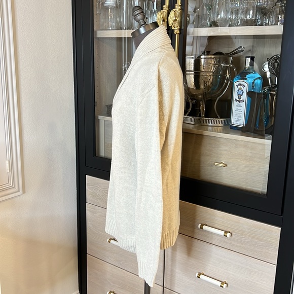 Old Navy button-up Cardigan cream Knit with shawl collar unisex sz Large oatmeal - Picture 4 of 12